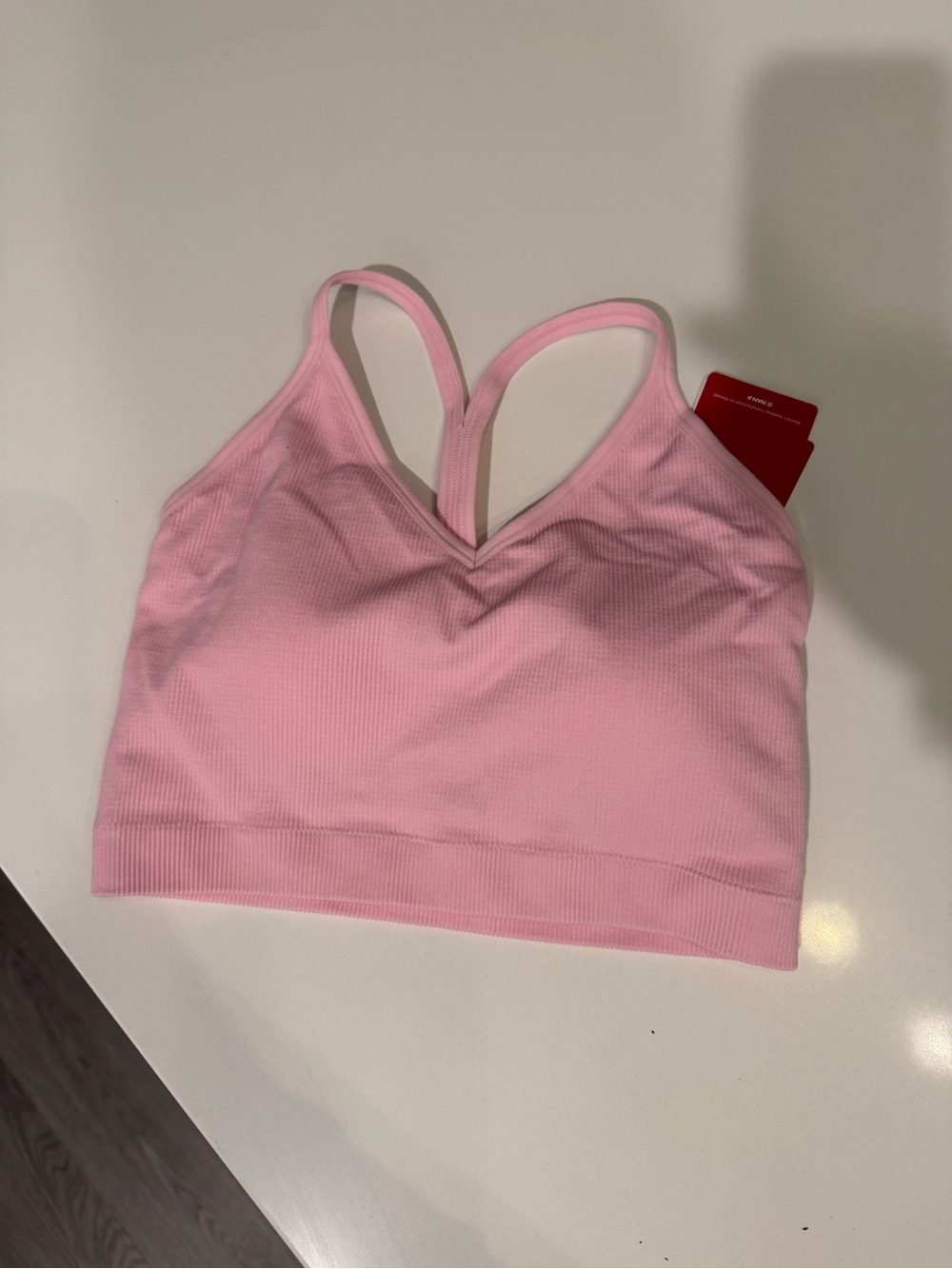 NWT Ribbed Sports Bra Light Pink Seamless Bralette Top size Medium